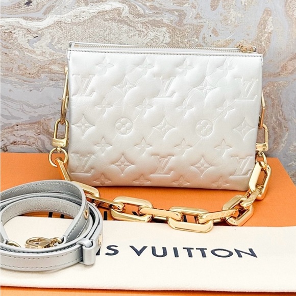 SOLD Louis Vuitton Coussin BB Monogram Silver Lambskin Embossed Bag - Picture 3 of 16